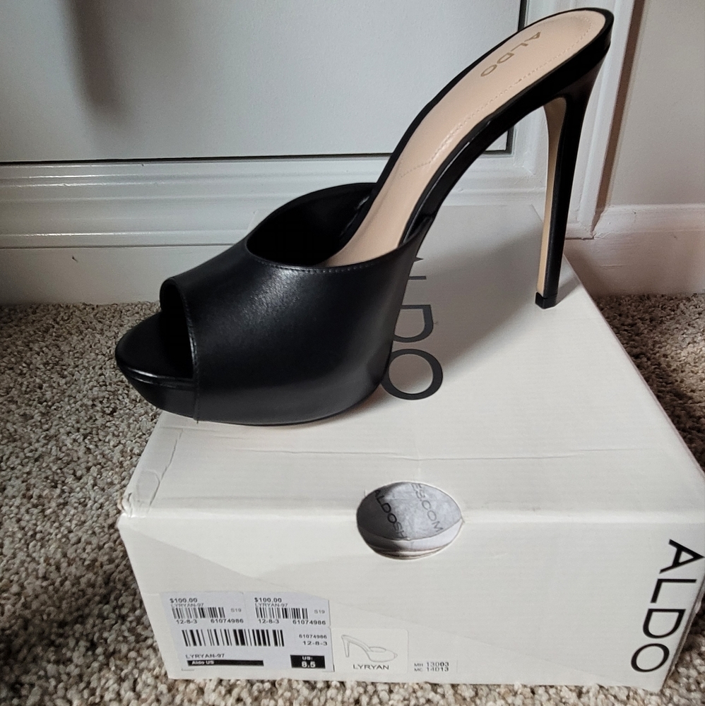 Black Leather Lyryan Aldo Mule